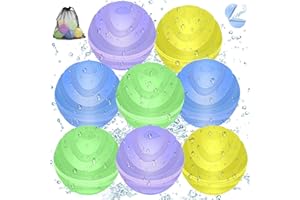 Kavjizy Reusable Water Balloons, 8 Pcs Quick Refillable Silicone Water Balloons with Storage Mesh Bag, Magnetic Water Balls, Silicone Water Bombs for Summer Outdoor Activities