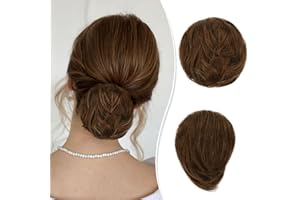 RUWISS Chignon Postiche Cheveux Humain Véritables, Updo Droite et Décoiffé, Pièces de cheveux élégantes, Chignon Long, Extension de Cheveux pour Femmes Fille 25g