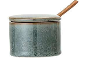 Bloomingville Garnek do soli z pokrywką i łyżeczką Pixie, zielony, ceramiczny