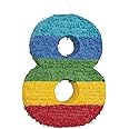 Number 8 Pinata (37cm x 53cm) - Vibrant Multicolor Party Essential - Perfect for Kids Birthday Celebrations & Festivities - 1 Pc