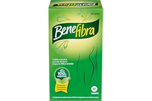 Benefibra, integratore alimentare di Fibra, per l'equilibrio della flora intestinale, Gusto Mela verde, 12 bustine