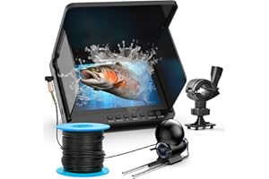 ZHFEIIRU Fish Finder Underwater Fishing Camera, Infrared Night Vision, Wide Angle, IP65 Waterproof, with 5 Inch IPS Display, for Ice, River and Boat