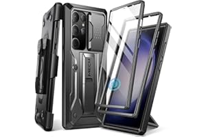 Tongate Etui do Samsung Galaxy S23 Ultra, [Bulit-in Slide Camera Cover & Screen Protector] [2 przednie ramki] Wojskowe etui na telefon odporne na wstrząsy S23 Ultra z podpórką i klipsem na pasek 6,8",