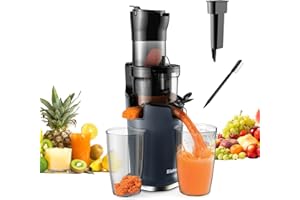Biolomix Masticating Juicers for Whole Fruits and Vegetables, Cold Press Masticating Juicer with Wide Mouth 78 mm Feeding Chute, Reverse Function DC Quiet Motor Fresh Healthy Juice Extractor