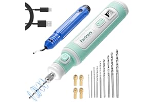 Resiners Kit d'outils rotatifs sans fil pour résine, réglable en 8 vitesses, kit à 15 pièces rechargé pour la fabrication de bijoux avec éclairage pour le moulage de résine, la plastique