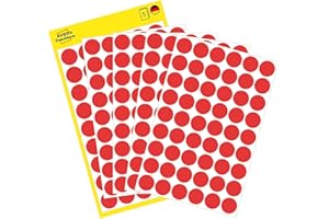 ‎AVERY ZWECKFORM AVERY Zweckform 3141 selbstklebende Markierungspunkte 270 Stück (Ø12mm, Klebepunkte auf 5 Bogen, Punktaufkleber zur Farbcodierung, runde Aufkleber für Kalender, Planer und zum Basteln, Papier) rot