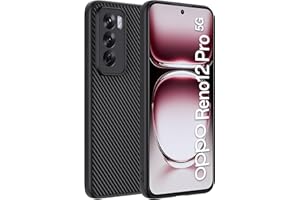Effcotuo Funda para OPPO Reno 12 Pro 5G Cover Fibra de Carbono Carcasa Protectora Antigolpes, Suave TPU Silicona Caso Anti-Choques Case Cover - Negro