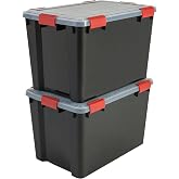 Iris Ohyama, 2'li set hava ge&ccedil;irmez saklama kutusu, 70 l, klipsli, istiflenebilir, garaj, kiler, tavan arası &ndash; Air Tight Box 