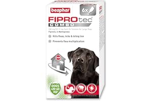 Beaphar - FIPROtec® COMBO for Large Dogs (20-40kg) - 6 pipettes - Kills Fleas, Flea Eggs, Flea Larvae & Ticks - Stops Fleas Multiplying on Pet and in Home - Vet Strength Dog Flea Treatment