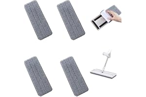 BASETOUSUAL Tampons Nettoyage Plats Remplacement, 4 Pcs Tampon de Nettoyage de Tête de Balai de Ménage en Microfibre, Tampons de Nettoyage Humides Lavables, pour Le Bureau à Domicile Bois Franc, Marbre, Tuiles