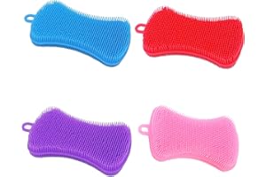 STREEHERJJKEA1 Cocina Esponja Antibacteriana Esponja Plato Silicona Antibacteriana Cepillo Limpieza Estropajo Limpieza Silicona para baño Fruta Vegetales Utensilios depuradores Accesorios Cepillo Cocina 4 Piezas