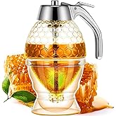 KANISYA Honey Dispenser 250Ml - Acrylic Container with Cup, Syrup and Sugar Pot,No Drip Clear Honey Dispenser, Beautiful Hone