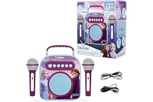 Lexibook Disney Frozen Il Mio Altoparlante Portatile Segreto, con Microfono, Senza Fili, Jack aux-in, Porta SD, Funzione Karaoke, Blu/Viola, BTC050FZ