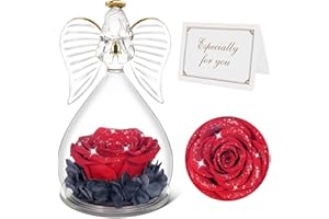 QINQINXIN Angelo Eterno di Vetro della Cupola della Rosa, Figurina Fatta a Mano dell'Angelo del Fiore Eterno, Regalo Mamma Compleanno, Regalo Nonna, Originali Regalo Donna, Regalo Natale, Regalo Compleanno