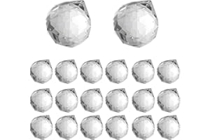 GOWTX 20 Stück Hängendes Klarer Kristall Prisma, 20mm Facettenförmiger Sonnenfänger Aus K9-Glas Anhänger, Dekorative Transparenter Regenbogenmacher, Sonnenfänger mit Gebohrtem Loch für Fenster Feng Shui
