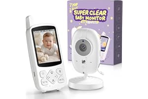 VSIFEHSO Elektroniczna niania z kamerą 2,8 cala, monitor niemowlęcy 720p, cyfrowy zoom dziecięcy, dwukierunkowy tryb audio, tryb VOX, widoczność w nocy, monitorowanie temperatury, kołysanka, budzik