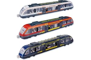 VBACALA Tren Juguete de Aleación de Coches de Metal Fundido a Presión de Alta Velocidad con Ruedas y Ganchos, 3 Piezas Locomotora Subterránea de Juguete Regalo de Cumpleaños para3+ Niños
