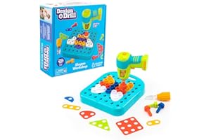 EDUCATIONAL INSIGHTS Learning Resources Design & Drill Formenwerkstatt, 73 Teile mit elektrischem Spielzeugbohrer, MINT-Spielzeug, für Jungen und Mädchen ab 3 Jahren