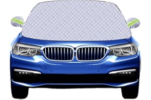 Kerizher Car Windscreen Cover,Snow UV Ice Protection Windshield Cover with 2 Hooks and 2 Mirror Covers,Four-Layered Windshield Frost Cover for Car,SUV,Truck (145cmx118cm)