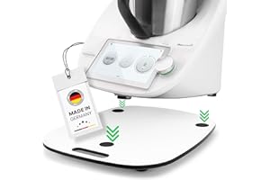 CAPTAIN FINGERFOOD Gleitbrett für Thermomix TM6 TM5 Weiß - Made in Germany - Fair produziert & in sozialer Werkstatt verpackt - Hochwertige Teflon Gleiter - müheloses Verschieben & sicherer Stand - Rollbrett