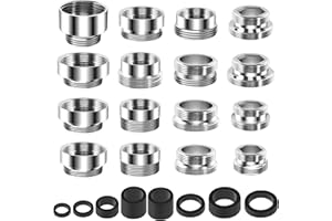 YGKYMVW Wasserhahn Adapter 16 Stück Wasserhahnadapter, Wasserhahn Gewindeadapter für Wasserfilter Messing Gewindeadapter für Außengewinde Doppelgewinde Wasserhahn Belüfter Anschluss für Küche Gartenschlauch