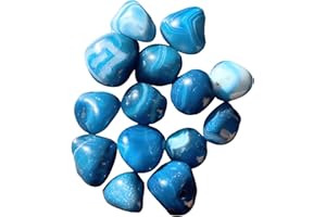 BELLAMIRA LIFESTYLE ACCESSORIES BellaMira Blue Banded Agate Tumblestone Healing Crystal, Single Polished Stone, Healing Crystal for Love, Abundance, Wealth, Good Luck, Longevity, Acceptance, Courage, Strength, & Protection
