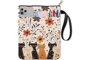 CRASPIRE Copertina per Libro con Gatto Copertina Floreale in Tessuto Lavabile Impermeabile Motivo Floreale e Animale Custodia Protettiva per Quaderno con Copertina Flessibile con Cerniera e Tasca