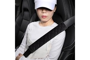 HIGHNESSHWOO Extra Long Seatbelt Covers for Adults Kids Women & Men, Super Soft Car Seat Belt Strap Cushion for Sedan SUV Trucks, Shoulder Neck Chest Protector Pad, Auto Interior Accessories, 2pcs, Black, 27cm