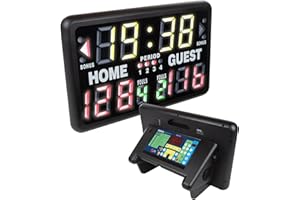 Perel Tableau de Scores numérique, Tableau d’ Affichage électronique, Sports, avec minuterie Sportive, pour intérieur et extérieur, modèle de Table, Utilisation Autonome ou sur Support, 40,5 x 62 cm