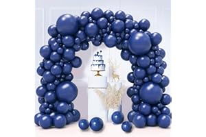 LUOBITO Navy Blue Balloons, 130PCS Dark Blue Balloon Arch Kit, 18 12 10 5 Inch Latex Balloon Garland, Night Blue Party Balloons for Birthday Graduation Wedding Party Decorations