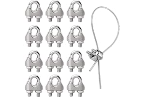 MOONSING Attaches pour Câbles Métallique, 12pcs M3 Serre-câbles Étrie en Acier Inoxydable, U Boulon Clip Serrage de Câble pour Industrie, Ménage, Chargement et Déchargement de Marchandises