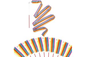 Mr Rex Regenbogen Gymnastikband Tanzband Schwungband mit Stab Kinder Mädchen, Karneval Zirkus Spielzeug für Kinder Draußen Geschenke Kindergeburtstag Mitgebsel (10 Stück)