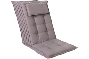 Homeoutfit24 Sun Garden Sylt Lot de 6 Coussins pour Chaise de Jardin avec Repose-tête Amovible Gris Platine 120 x 50 x 9 cm