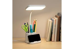 OUSDRA Flexo LED de Escritorio Antifatiga Ocular – Lámpara con 3 Modos de Luz y 8 Niveles de Brillo Regulable, Plegable con Cuello de Cisne 360° para Estudio, Oficina y Lectura