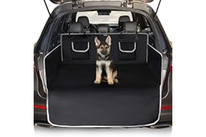 Toozey Protection de Coffre pour Chien avec Protection latérale - Universel - Tapis de Protection Robuste pour Chien - Noir - Bord Gris