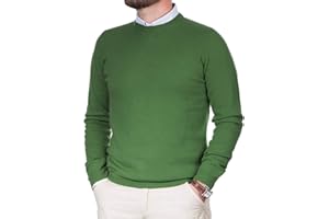 Cashmere Zone Maglione Girocollo Uomo Puro Cashmere 100% Made in Italy Lana Pullover a Manica Lunga con Soffice e Caldo