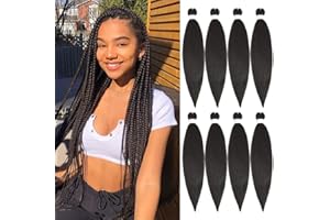 SOKU Cheveux Tressés Pré-étirés 8 Paquets EZ Easy Braid Synthétique Tresses 61 cm Dark Brown Tressage Extensions Yaki Texture Faisceaux de Cheveux Pre Stretched Jumbo Braid Réglage de l'eau chaude…