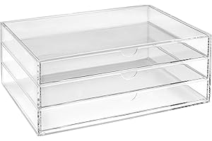 OSCO Krajobraz, przezroczysty, akrylowy, 3-poziomowy, do przechowywania dokumentów A4, szuflady na dokumenty, organizer na dokumenty, porządek na biurku, organizer Lego, uchwyt na kapsułki do kawy,