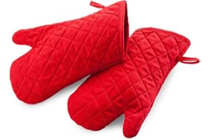 thermohauser 8300041184 Guantes de horno, manoplas rojas, hasta aprox. + 250 °C, 32 x 15 cm, de algodón difícilmente inflamable.