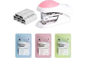 ASTARON Mini Effortless Desktop Staplers with 400 Standard 26/6 Staples, 2-24 Sheet Capacity, Includes Built-in Staple Remover, Cute Stapler Gift for Student and Office Use, 3 Colors Options