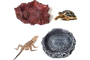 STILLWEN Comedero para Reptiles, 2 Piezas Cuenco Resina para Reptiles, Alimentador de Reptiles, Alimentador de Lagartos, Plato de Agua para Reptiles, Tortugas, Serpientes, Lagartos, Gecos, Arañas y Ranas
