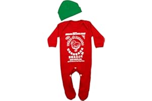 Baby Moo's SRIRACHA Baby-Schlafanzug- und Mützen-Set für Jungen oder Mädchen, lustiger süßer Strampler mit Chilisauce, Geschenk für Neugeborene oder Eltern, rot, 0-3 Monate