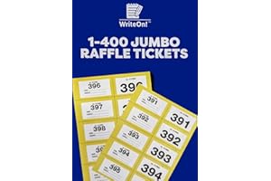 YLAB Boletos para rifa - Jumbo Extra Grande - 1-400 boletos para guardarropa (Amarillo)