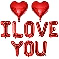 LHOAVWE Red Heart Shaped Balloons Red I LOVE YOU Valentine Balloons for Valentines Day Bridal Shower Wedding Party Decorations
