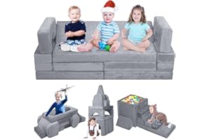 Gilire 18PCS Spielsofa Kindersofa, Modulares Schaumstoff Bausteine Sofa für Kinder, 1000+ DIY Kreativ Couch mit Rutsche & Treppe, Schlafsofa & Kuschelecke für Kinderzimmer, Spielen und Schlafen