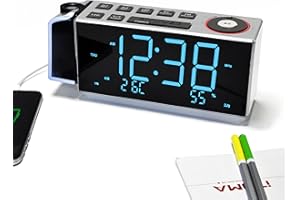 iTOMA Réveil de Projection avec Radio FM, Chargement USB, écran LED de 1,8 Pouces, Veilleuse, Double Alarme, Snooze, Contrôle de Gradation, Radio - Réveil de Chevet CKS509
