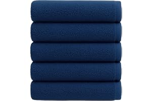 ATEN Homeware 5 Piece Egyptian Cotton Face Cloths – 30 × 30 cm Premium Washcloth Set, Ultra Soft & Highly Absorbent, Quick Dry Flannels – Made in Egypt (Navy)