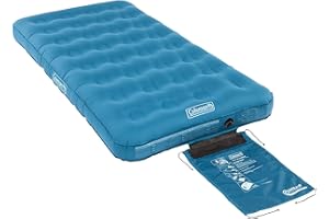 Coleman Bardzo trwałe łóżko pojedyncze/podwójne, flokowane, pojedyncze lub podwójne, nadmuchiwany materac, stabilne i trwałe, komfortowe łóżko do użytku wewnątrz i na zewnątrz