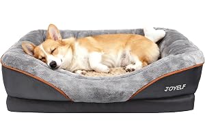 JOYELF Medium Memory Foam Hundsäng, Ortopedisk Hundsäng & Soffa med avtagbart tvättbart överdrag och Squeaker Leksaker som pr