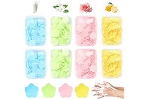 UTMACH 8 Boîtes Mini Papier à Savon Tranches de Savon Portable Feuilles de Savon de Voyage Jetables avec Boîte en Plastique pour Extérieur Camping Voyages （Jaune, Bleu, Rose, Vert）